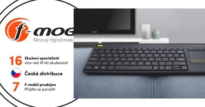 Logitech bezdrátová klávesnice Touch Keyboard K400 Plus, CZ