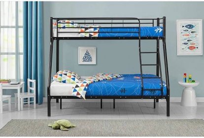 DUM a BYDLENI | Dětská patrová kovová postel černá |