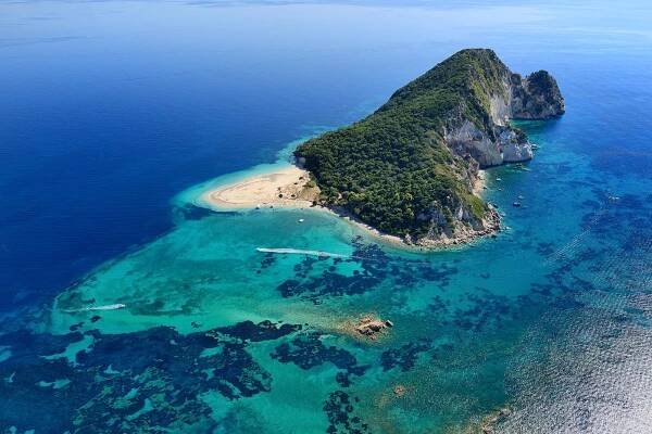 letecký pohled na marathonisi v zakynthosu - zakynthos - stock snímky, obrázky a fotky