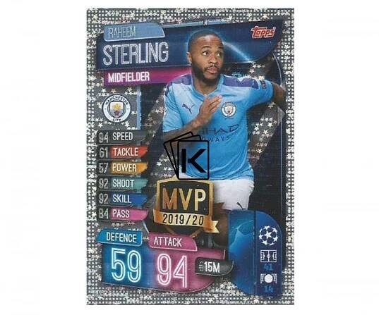 Fotbalová kartička 2019-2020 Topps Champions League Match Attax - MVP Raheem Sterling Manchester City