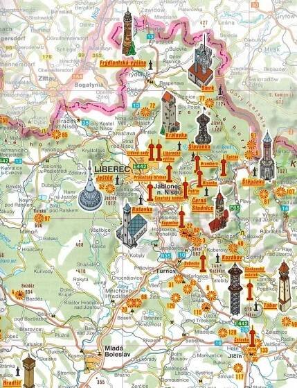 VĚŽE A VYHLÍDKY ČESKÉ REPUBLIKY TURISTICKÁ MAPA ISBN 9788072246045