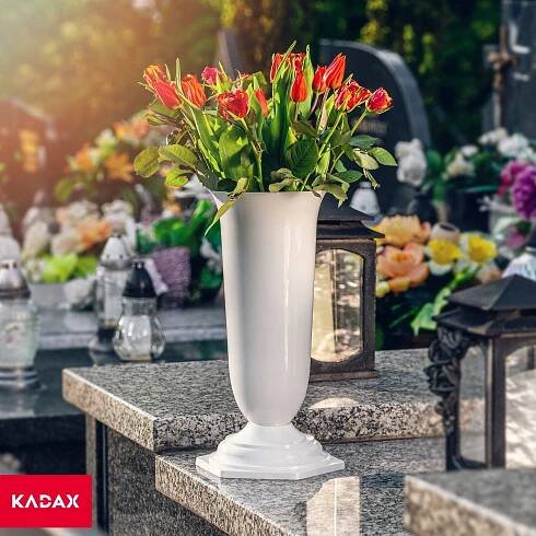 VÁZA FLAKON NA HŘBITOV NÁHROBNÍ HROB PLASTOVÁ BÍLÁ 23 cm MRAZUVZDORNÁ za 64.00CZK - Allegro