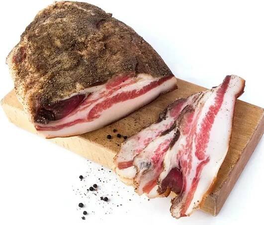 Guanciale mit schwarze Pfeffer direkt aus Italien ca.1,3 kg