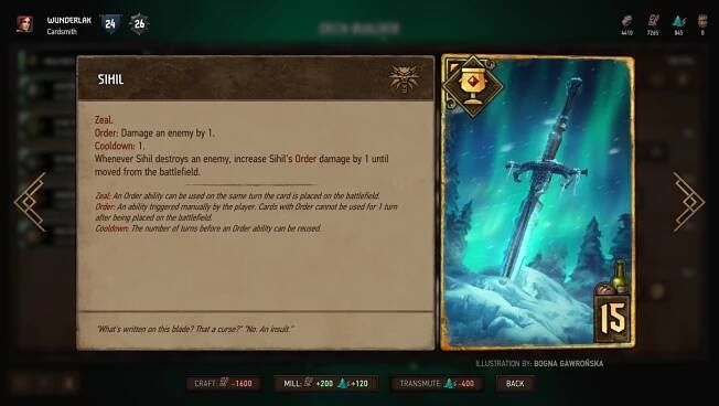 Gwent; gameplay: Sihil