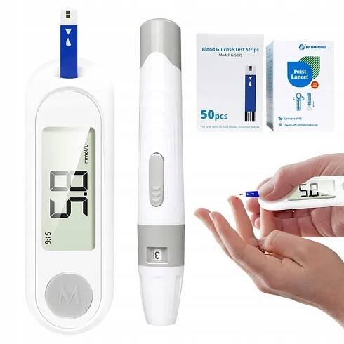 DIGITÁLNÍ GLUKOMETR SADA LCD 50 PROUŽKŮ 50 LANCET TEST CUKRU V KRVI
