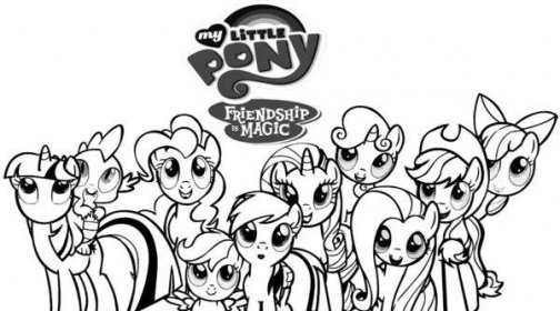Omalovánka s postavami z My Little Pony, Friendship is Magic.