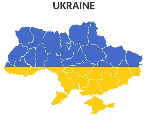 Vektorová ikona Ukrajina mapa. Stock ilustrace Ukrajinská okresní mapa v vlajkových barvách kliparty — Ilustrace