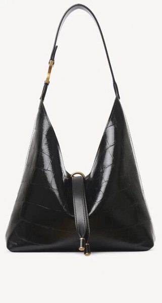 Small Marcie hobo bag in croco-effect leather Croco-effect calfskin
Black