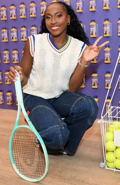 Coco Gauff is seen serving up her first signature Naked smoothie