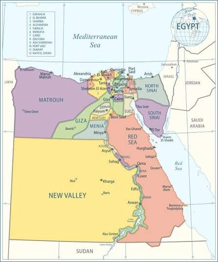 mapa egypta - vysoce detailní vektorová ilustrace - hurghada stock ilustrace