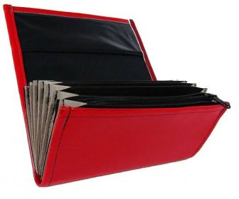 Číšnická peněženka - 2 zipy, koženka, červená