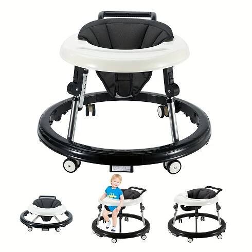 Baby Walker Foldable With 5 Adjustable *, Baby * And Activity Center For Boys Girls Babies 7-18 Months, Baby Walker With Wheels Portable