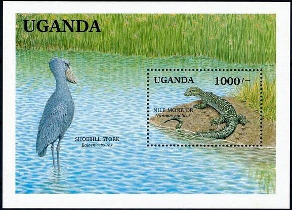 Uganda 1991 **/ Mi. Block 127 , ptáci , plazi , /L22/ - Tematické známky
