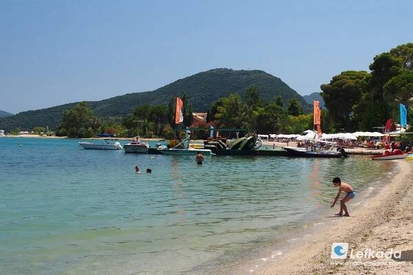 Water sports in Nidri beach with renting canoes, kayaks, boats