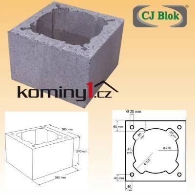 Komínová tvárnice CJ Blok - keramzitová 36x36x24 cm