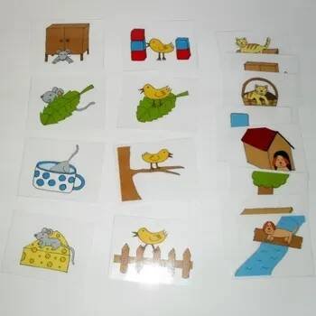 Předložky, logopedické naučné karty