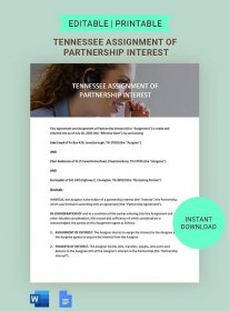 Tennessee Assignment Of Partnership Interest Template