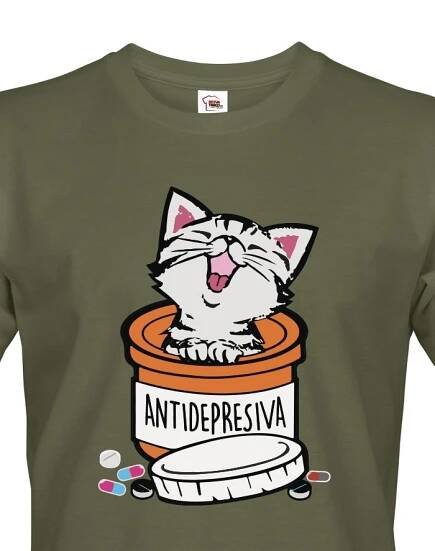 Pánské tričko pro milovníky koček s potiskem "Antidepresiva"