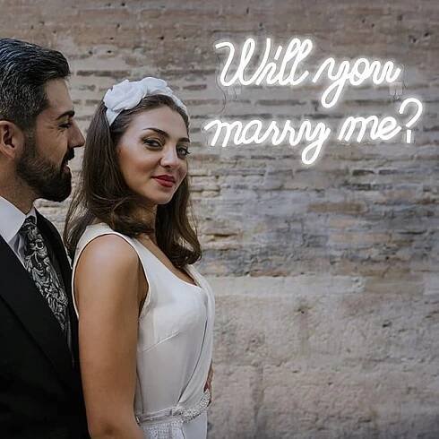 Neonová LED lampa na zeď WILL YOU MARRY ME? Světelný panel Značka ostatní
