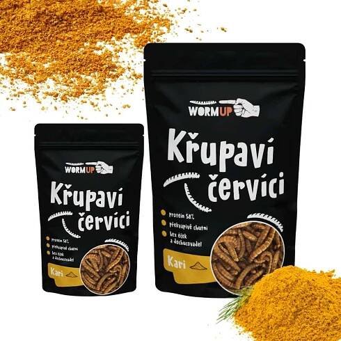 WormUP Křupaví červíci s kari 80g