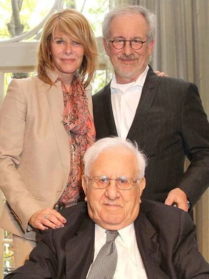 Kate Capshaw, Steven Spielberg and Arnold Spielberg attend the USC Shoah Foundation's Inaugural Inspiration Award & Luncheon
