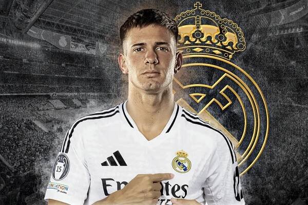 Mastantuono, en su presentación en el Real Madrid.