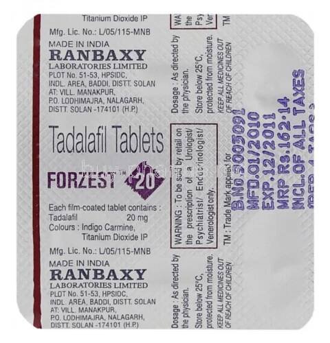 Buy Forzest 20 Mg Tablet (Generic Tadalafil)