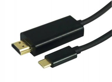Kabel GoGEN HDMI 1,4 / USB typ C 3.1, 1,5m, pozlacený (USBCHDMI150MM01) černý