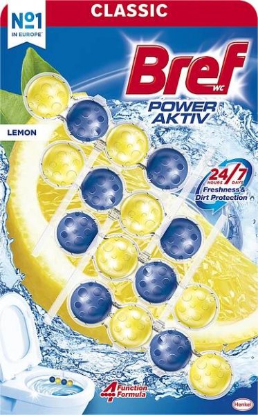 Bref WC blok Power Aktiv s vůní citronu 4x50 g, 200 g