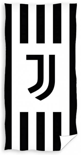 Fotbalová plážová osuška JUVENTUS FC WHITE STRIPES, černobílá, froté, 70x140cm