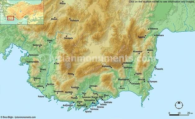 Lycian Monuments Map
