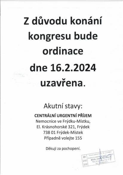 MUDr. Elena Vašíčková – oznámení