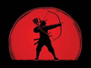 Samuraj bojovník s lukem — Ilustrace
