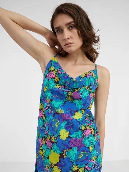 Vero Moda Modré dámské květované šaty VERO MODA Liva