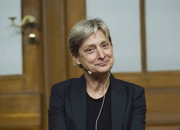 Judith Butler poses for a photo at the Jewish Museum in Berlin