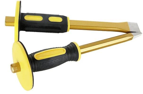 2 Pack 12 Inch Heavy Duty Cold Chisel Set with Hand Protection Flat and ...