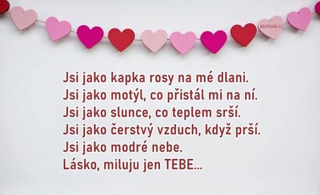 Vyznání lásky, texty, obrázky, zamilované básničky