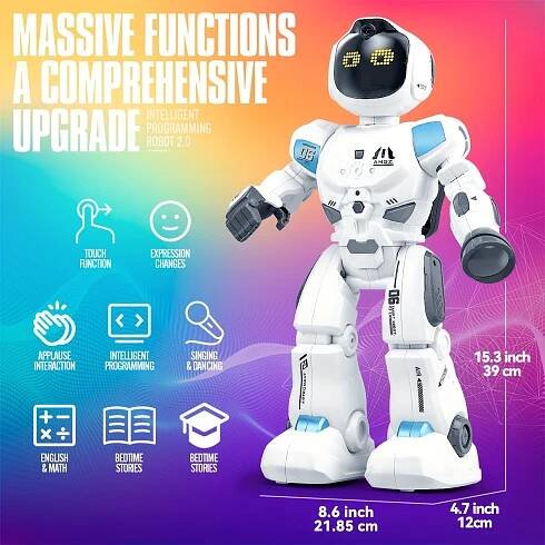 large emo rc robot toys for kids 5 7   sensing programmable interactive remote control robots for   with led   for boys 4 9 years old birthday gifts Product details 3