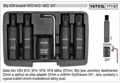Bity XZN kované sada 6 dílů YATO M12-M18 se stopkou 3/4" od 1 521 Kč - Heureka.cz