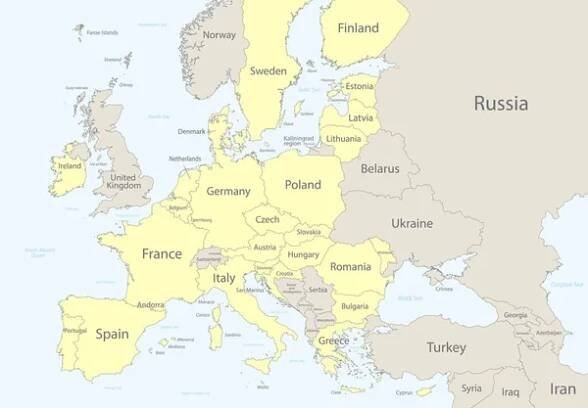 Mapa Evropské unie s vektorem sousedních států — Ilustrace