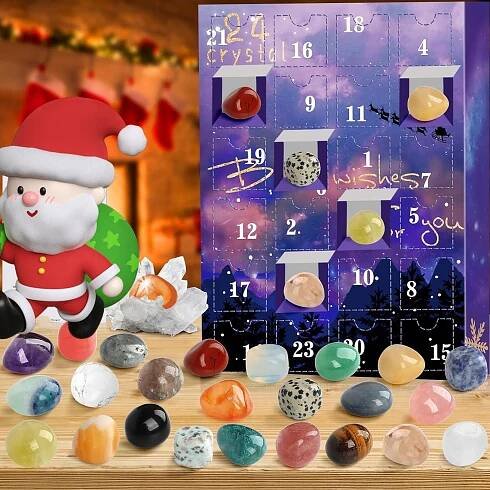Odpočítávání do vánočních svátků Kameny Adventní kalendář Minerály Obsah kalendáře šperky