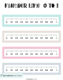 Number line 0 to 1 cute colors