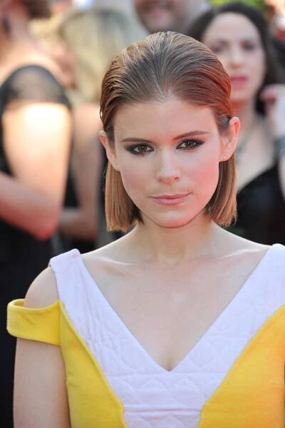 Kate Mara sports a short bob haircut as a redhead. Photo: Jaguar PS / Shutterstock.com