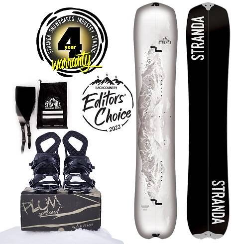 Women's complete splitboard package. Set with bindings, climbing skins and splitboard. Stranda Descender Women's..