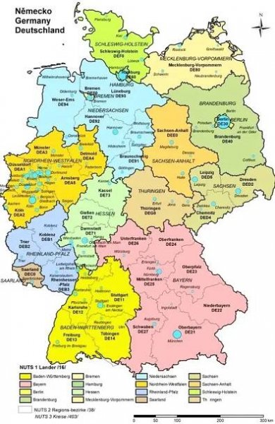 Východní & Západní Německo NDR NSR: Mapa rozdělení