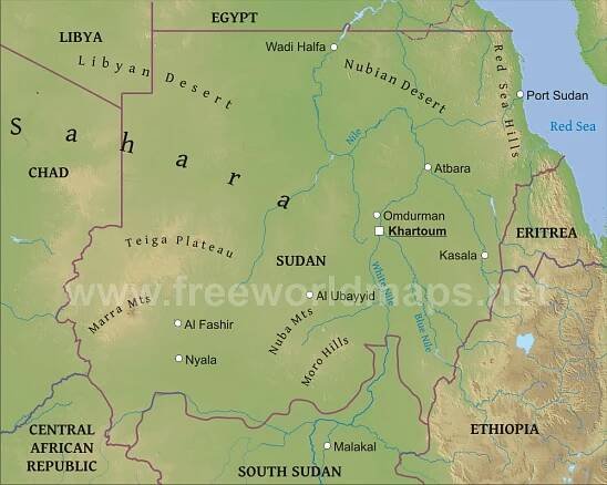 Sudan Physical Map
