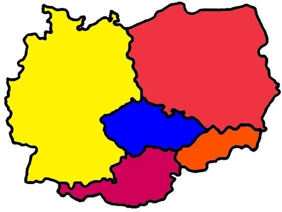 Mapa okolních států ČR