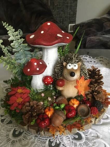 Cozy Autumn Decor with Hedgehog Figurine