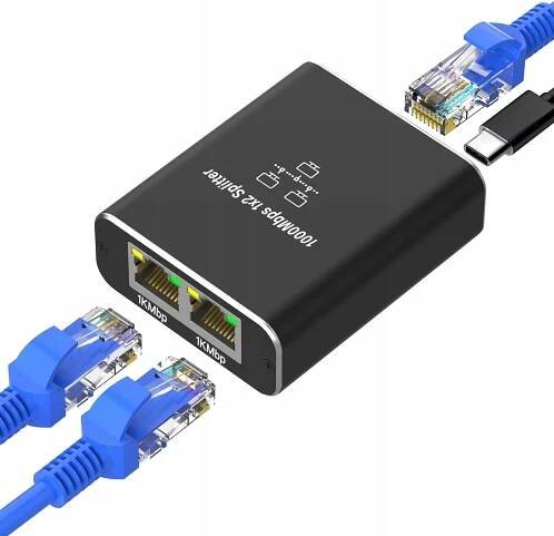 ADAPTÉR ROZBOČOVAČ MINI SWITCH SPLITTER LAN ETHERNET 2X RJ45 1000MBPS 1GB