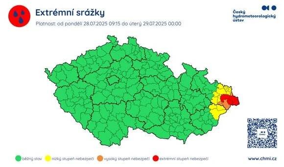 Řeky v Moravskoslezském kraji se uklidnily, silné deště ale dál hrozí